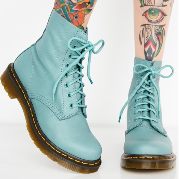 Dr. Martens Shoes - Dr. Martens 1460 Pascal Virginia Leather Pale Teal Boots | US 7